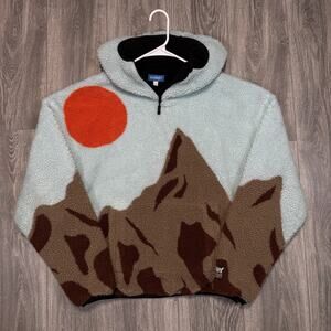 Market Peaked Jacket Acorn Unisex Sherpa Fleece Pullover Hoodie Sweatshirt Sz L